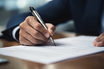 Close-up of a businessman signing a contract. Business concept - obrazy, fototapety, plakaty