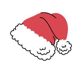 New Year's Christmas Santa Claus hat. Print for T-shirt, sticker, holiday card. 2024 Winter illustration.