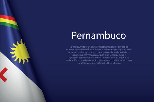flag Pernambuco, state of Brazil, isolated on background with copyspace