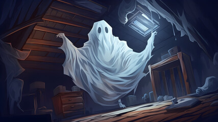 Illustration, Merry Halloween Apparitions, created with the help of AI