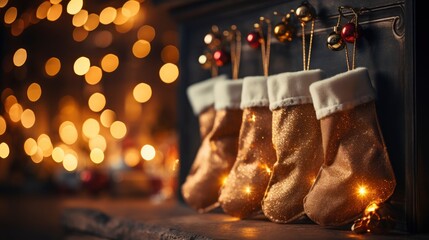 Fototapeta na wymiar Christmas stockings and surprises Moments of gift , illustrator image, HD
