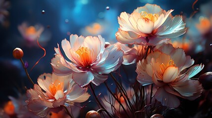 Obraz na płótnie Canvas Dreamscape Blooms with surreal abstract flowers, illustrator image, HD