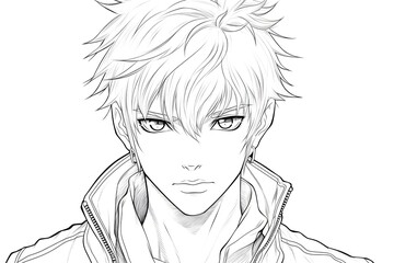 Anime man coloring page
