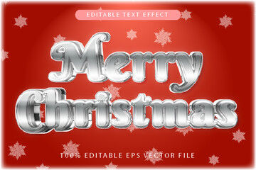 Merry Christmas Editable Text Effect 3d Silver Style