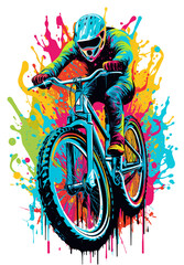 Downhill Mountain Biking color splash