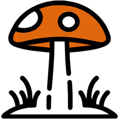 Cartoon Amanita muscaria (fly agaric) mushroom icon