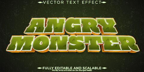 Monster text effect, editable green and cartoon text style
