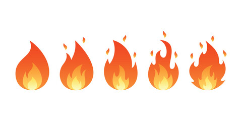 Set of fire icon vector illustration. Flame on isolated background. Bonfire sign concept.