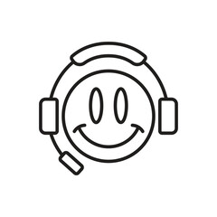 Emoticon gamer icon vector illustration. Emoji on isolated background. Headphones sign concept
