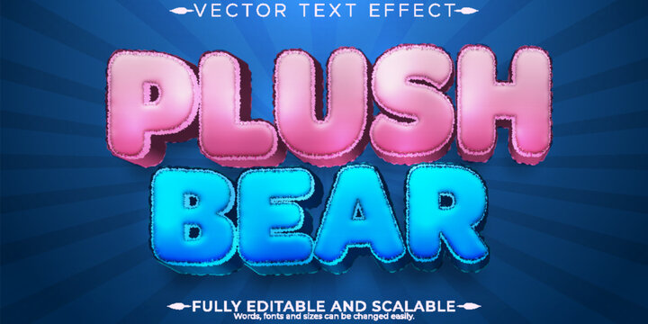 Editable text effect plush, 3d toy and fluffy font style