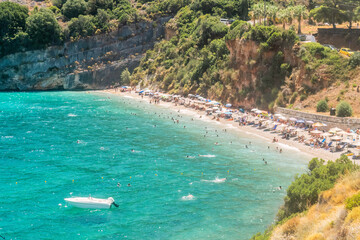 Famous Makris Gialos beach in Zakynthos island in Greece.
