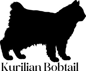 Kurilian Bobtail. bundle cat, cat breeds, cat silhouette, monogram cat