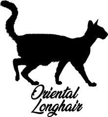 Oriental Longhair. bundle cat, cat breeds, cat silhouette, monogram cat
