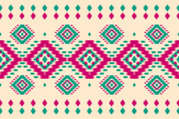 Carpet ethnic tribal pattern art. Ethnic ikat seamless pattern. American, Mexican style. Design for background, wallpaper, illustration, fabric, clothing, carpet, textile, batik, embroidery.