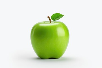 green apple with leaf isolated on white background