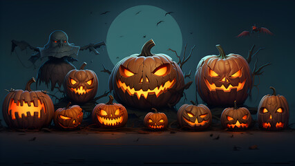 Illustration, Halloween Pumpkin Wonder, created with the help of AI