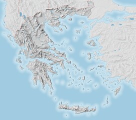 Topographic map of Greece with shaded relief - 658087193