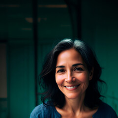 Latin middle-age woman smiling