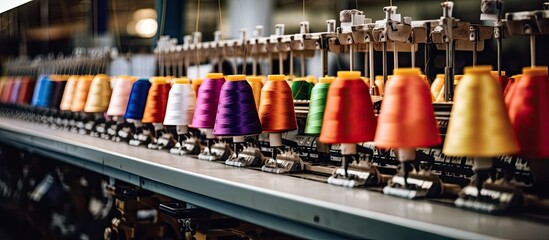 Background concept of industrial sewing and loom equipment in a garment factory