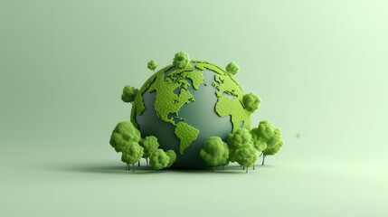 earth globe with green leaves. natural ecology sustainability concept. world saving. - obrazy, fototapety, plakaty