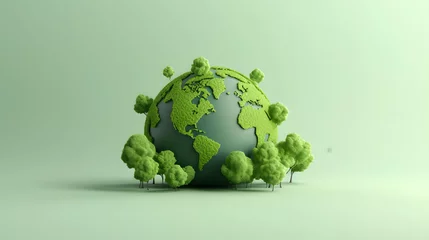 Foto op Canvas earth globe with green leaves. natural ecology sustainability concept. world saving. © Zenzeta
