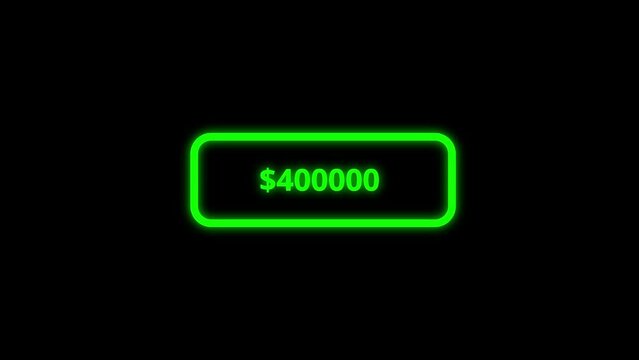 1 million dollar counter animation. 1M dollar counting animation. Counting money and digits increasing. Motion graphic.