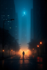 people walking on the street at night in winter