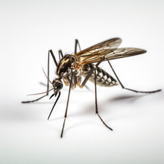 closeup mosquito on white background.