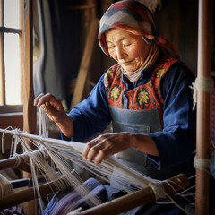 Kyrgyzstan weaver. - obrazy, fototapety, plakaty
