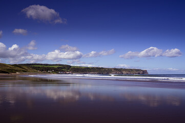 Upgang Beach, Whity, North Yorkshire looking north towards Sandsend.
