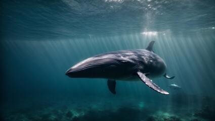 big whale underwater. seabed, shore sea animal, fish