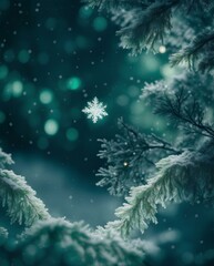 Fototapeta na wymiar Christmas background of light snowfall falling with beautiful bokeh, snowy background, Christmas wallpaper, Christmas background, background, Generative AI, Generative, AI