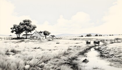 Fototapeta premium landscape with trees and clouds