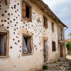 Fototapeta na wymiar balkans abandoned buildings with bullet holes sarejevo..