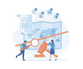 Sanctions and economic or political export prohibition, Conflict punishment with international business restriction and deal rejection, flat vector modern illustration