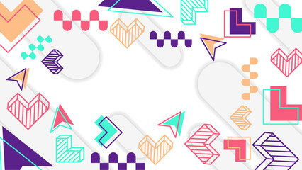 Abstract flat design geometric shapes background in Memphis styl