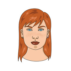 Illustration of a red-hair woman portrait, isolated character