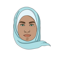 Illustration of a arabic woman portrait, isolated character