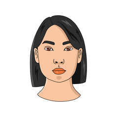 Illustration of a asian woman portrait, isolated character