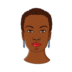 Illustration of a black woman portrait, isolated character