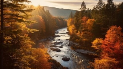 autumn river in the mountains