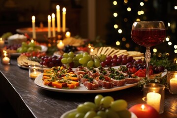 platters of hors doeuvres on a festive table