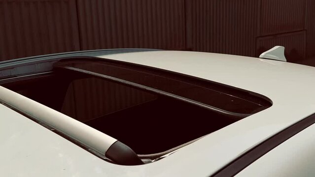 close up of a sunroof of a car
