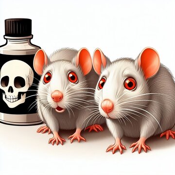 Two domestics rats affraid by poison
