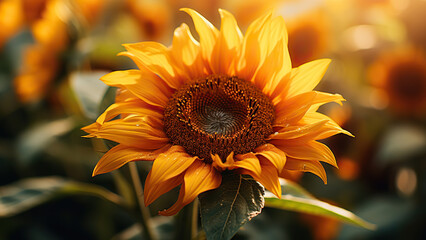 Naklejka premium Sunflower flower on the garden background. 