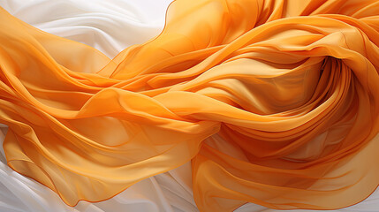 Fototapeta premium Abstract Art of White and Yellow Silky Fabric Textile Transparent Wavy Background