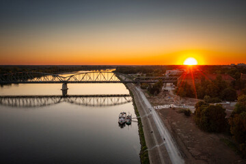 Wisla river by the Torun city at sunset, Poland. © Patryk Kosmider