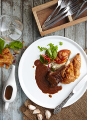 lamb steak with bread