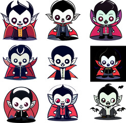 Captivating Halloween Vampire Fantasy Illustration - Sticker & Detailed Line Art for Dark and Mysterious Atmospheres