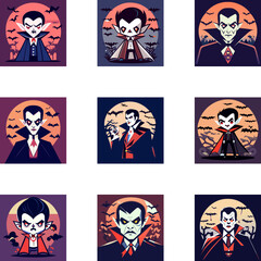 Captivating Halloween Vampire Fantasy Illustration - Sticker & Detailed Line Art for Dark and Mysterious Atmospheres